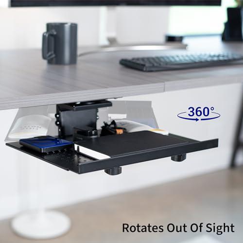 Black Sliding 15 x 12 inch Tray, Adjustable Platform Mounted Under Desk. Picture 6