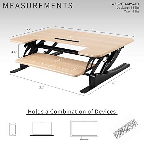 36 inch Height Adjustable Stand Up Desk Converter, V Series. Picture 3
