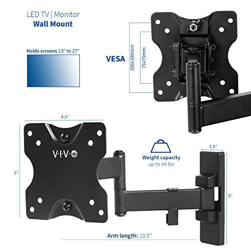 Full Motion Wall Mount for up to 27 inch LCD LED TV and Computer Monitor Screens. Picture 4