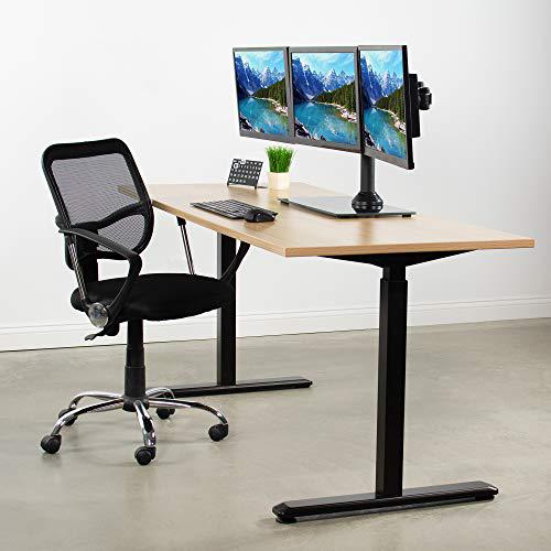 Black Triple Monitor Mount Freestanding Desk Stand with Glass Base, Heavy Duty. Picture 5