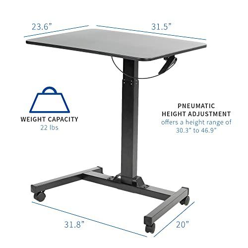Mobile 32 inch Pneumatic Sit to Stand Laptop Desk, Rolling Presentation Cart. Picture 3