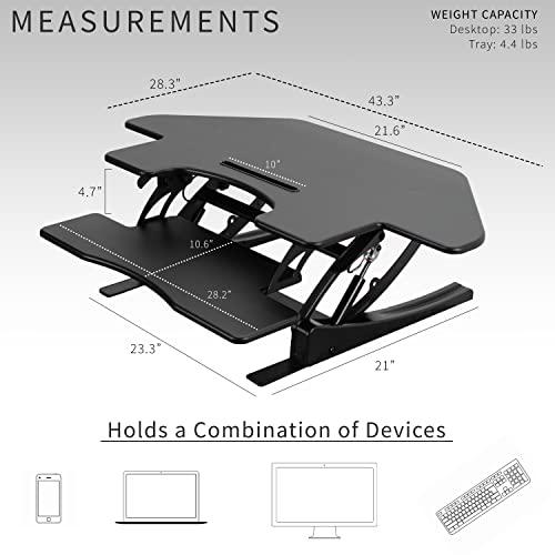 43 inch Corner Height Adjustable Cubicle Stand Up Desk Converter, V Series. Picture 3