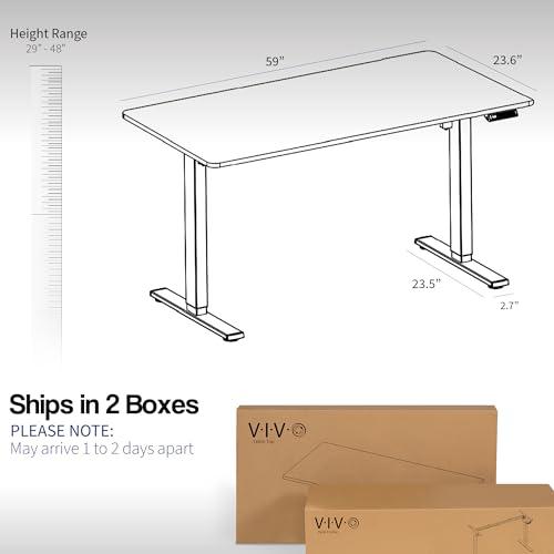Electric Height Adjustable 60 x 24 inch Memory Stand Up Desk, Dark Walnut. Picture 3