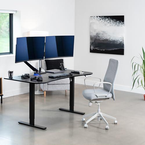 Electric Height Adjustable 63 x 32 inch Stand Up Desk, Black Carbon Fiber. Picture 9