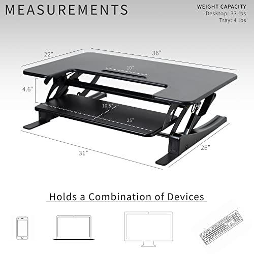 36 inch Height Adjustable Stand Up Desk Converter, V Series. Picture 4