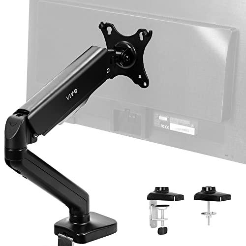 Single Monitor Height Adjustable Counterbalance Pneumatic Arm Desk Mount Stand. Picture 1