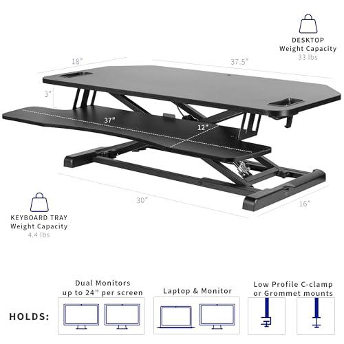 38 inch Corner Desk Converter, K Series, Height Adjustable Sit to Stand Riser. Picture 3