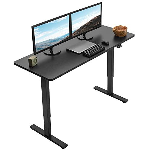60-inch Electric Height Adjustable 60 x 24 inch Stand Up Desk, Black Solid. Picture 1