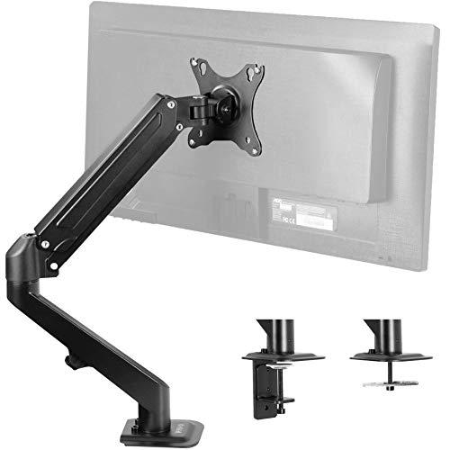 Articulating Single 17 to 27 inch Pneumatic Spring Arm Clamp-on Desk Mount Stand. Picture 1