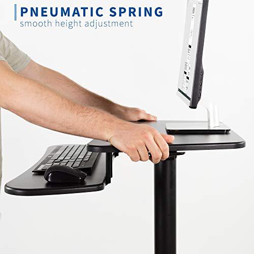 Rolling Dual Tier 24 inch Sit to Stand Mobile Computer Workstation. Picture 9