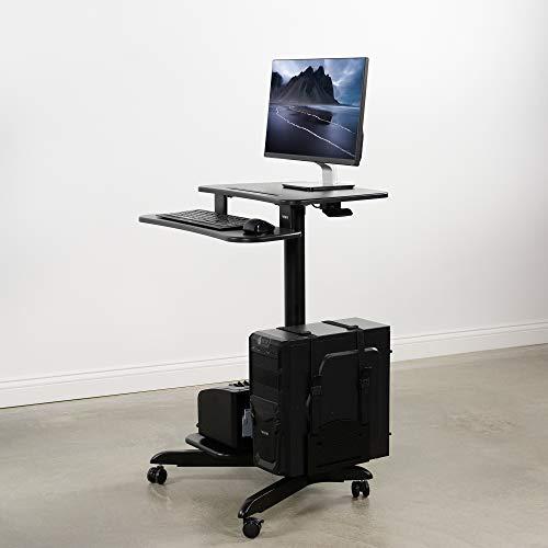 Rolling Dual Tier 24 inch Sit to Stand Mobile Computer Workstation. Picture 8