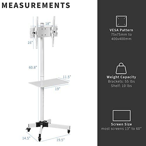 Mobile TV Cart for 13-60 inch Screens up to 55 lbs, LCD LED OLED 4K Smart Flat. Picture 3