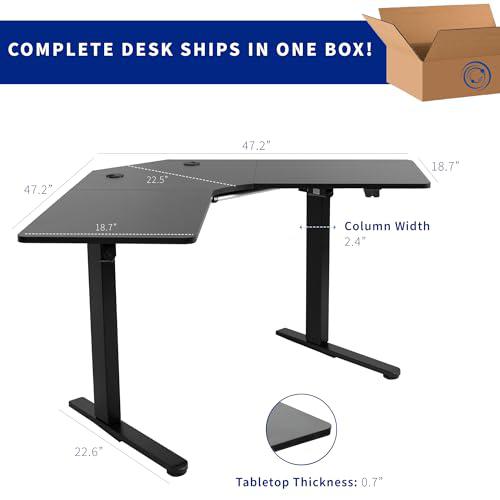 Electric Height Adjustable L-Shaped 47 x 47 inch Standing Desk. Picture 5