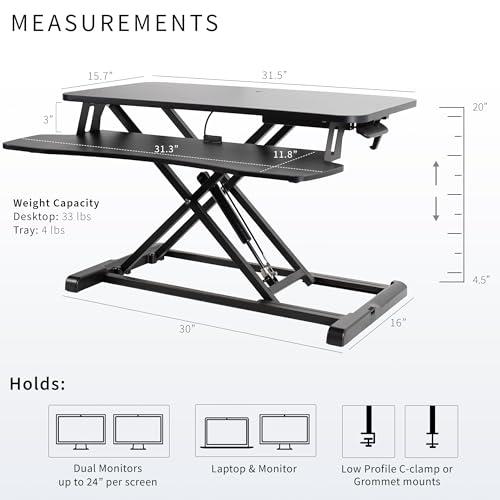 32 inch Desk Converter, K Series, Height Adjustable Sit to Stand Riser. Picture 3