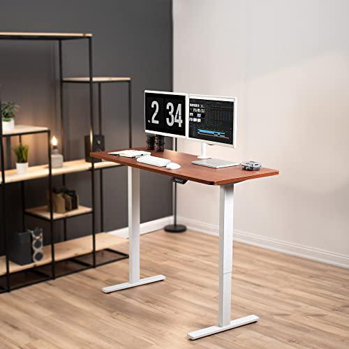 Electric Height Adjustable 60 x 24 inch Memory Stand Up Desk, Dark Walnut. Picture 2
