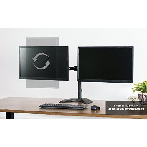 Dual LCD Monitor Free Standing Desk Mount, Heavy Duty Fully Adjustable Stand. Picture 6
