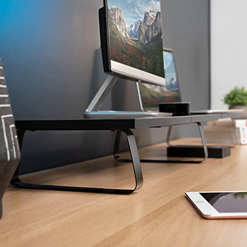39 inch Extra Long Monitor Stand, Wood & Steel Desktop Riser, Dual Screen. Picture 4