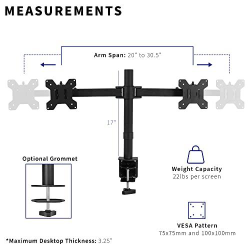 Dual LCD LED 21 to 32 inch Monitor Desk Mount, Heavy Duty. Picture 6