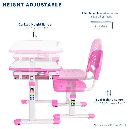 Pink Height Adjustable Children's Desk and Chair Set. Picture 5