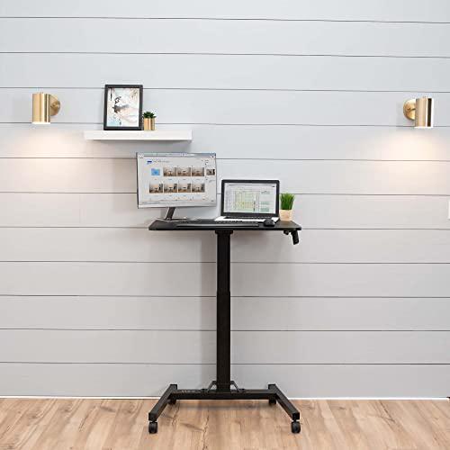 Mobile 32 inch Pneumatic Sit to Stand Laptop Desk, Rolling Presentation Cart. Picture 2