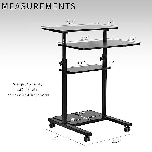 Mobile Height Adjustable Table Stand Up Desk with Storage. Picture 3