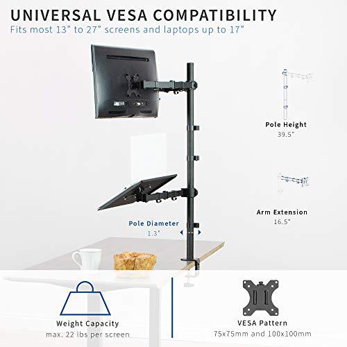 Laptop and Dual 13 to 27 inch LCD Monitor Stand up Desk Mount, Extra Tall. Picture 3