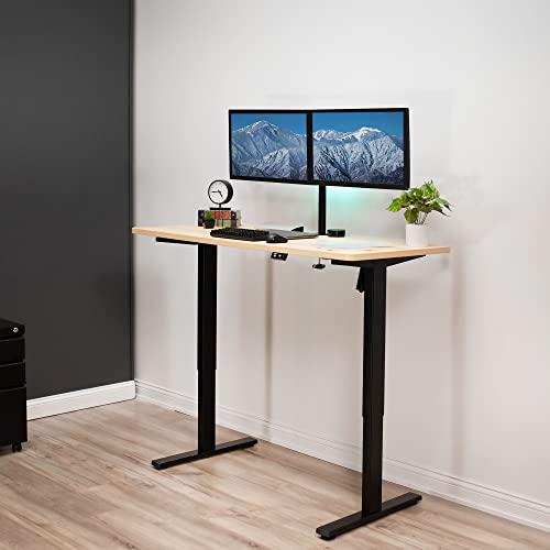 60-inch Electric Height Adjustable 60 x 24 inch Stand Up Desk, Light Wood. Picture 2