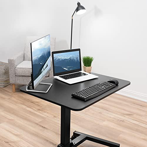 Mobile 32 inch Pneumatic Sit to Stand Laptop Desk, Rolling Presentation Cart. Picture 8