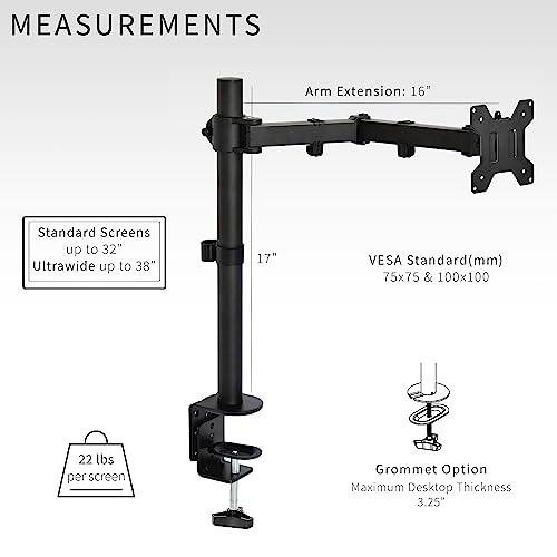 Single Monitor Arm Desk Mount, Holds Screens up to 32 inch Regular and 38 inch. Picture 6