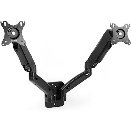 Height Adjustable Pneumatic Extended Arm Dual Monitor Wall Mount. Picture 1