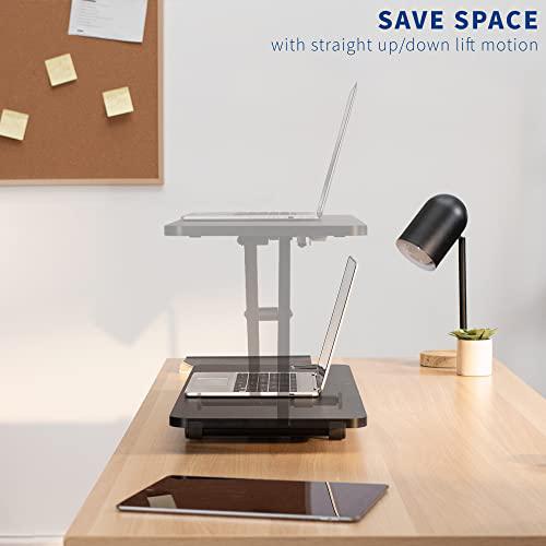 Black Small Single Top 28 inch Standing Desk Converter. Picture 4