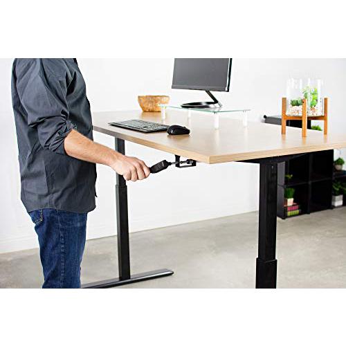 Black Manual Height Adjustable Stand Up Desk Frame. Picture 6