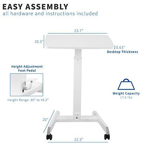 Mobile Compact 24 inch Pneumatic Foot Pedal Sit to Stand Laptop Desk. Picture 3