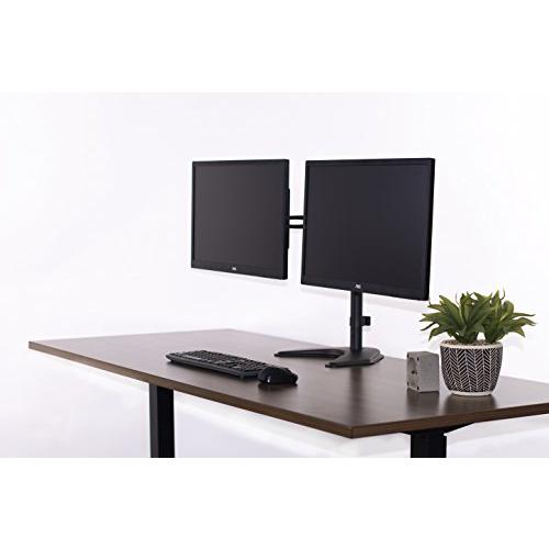 Dual LCD Monitor Free Standing Desk Mount, Heavy Duty Fully Adjustable Stand. Picture 8