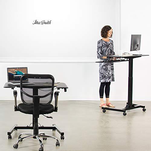 Black Pneumatic Mobile 36 inch Height Adjustable Two Platform Standing Desk. Picture 9