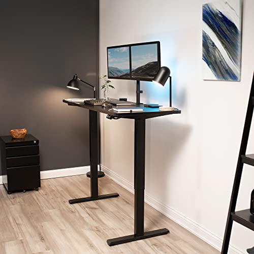 60-inch Electric Height Adjustable 60 x 24 inch Stand Up Desk, Black Solid. Picture 2