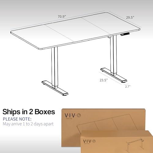 Electric Height Adjustable 71 x 30 inch Memory Stand Up Desk, White Dry. Picture 3
