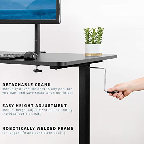 Height Adjustable 55 x 24 inch Standing Desk, Hand Crank Sit Stand Workstation. Picture 6