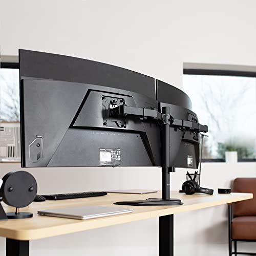 Full Motion Dual Monitor Free-Standing Desk Stand VESA Mount, Double Joints. Picture 2