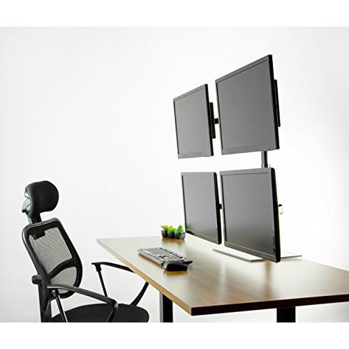 Black Adjustable Quad Monitor Desk Stand Mount, Free Standing. Picture 4
