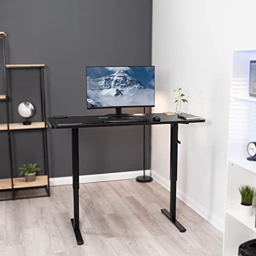 Manual Height Adjustable 60 x 24 inch Stand Up Desk, Light Wood. Picture 3