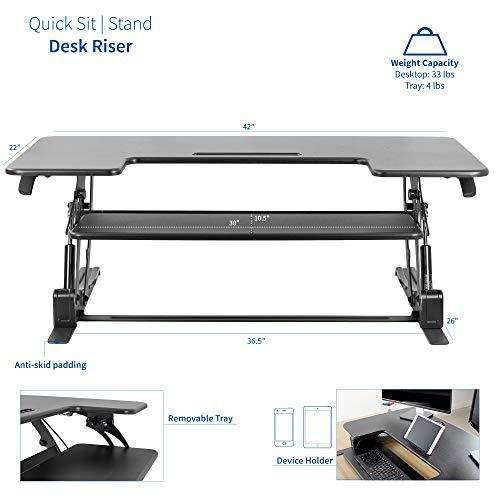 42 inch Height Adjustable Stand Up Desk Converter, V Series. Picture 4