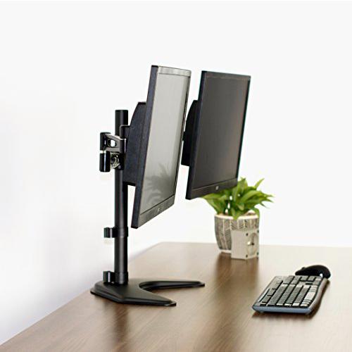 Dual LCD Monitor Free Standing Desk Mount, Heavy Duty Fully Adjustable Stand. Picture 7