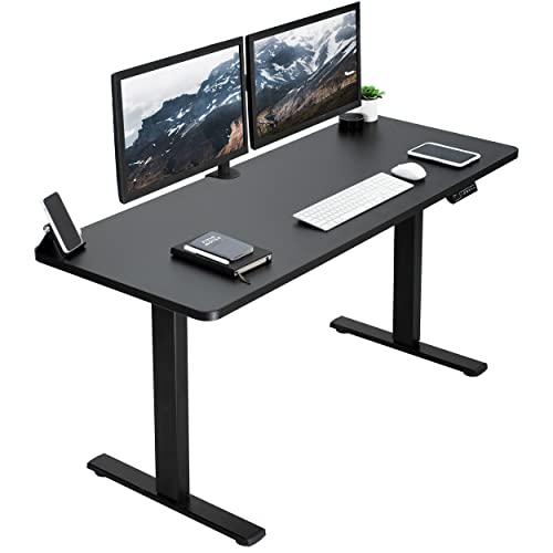 Electric Height Adjustable 60 x 24 inch Memory Stand Up Desk, Black. Picture 1