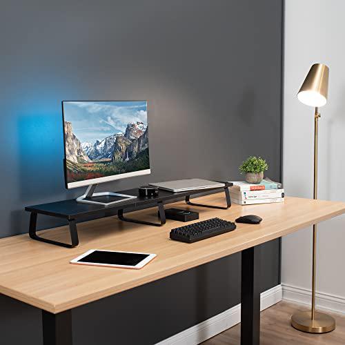 39 inch Extra Long Monitor Stand, Wood & Steel Desktop Riser, Dual Screen. Picture 9