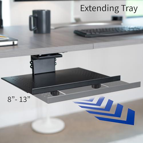 Black Sliding 15 x 12 inch Tray, Adjustable Platform Mounted Under Desk. Picture 5