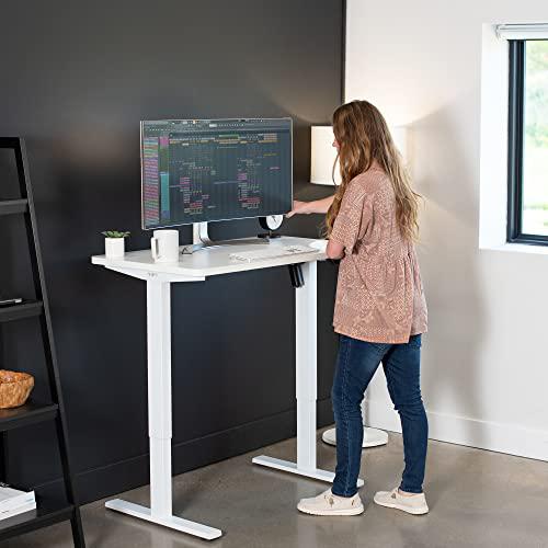 Electric Height Adjustable 43 x 24 inch Memory Stand Up Desk, White. Picture 7