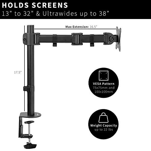 Single Monitor Desk Mount, Fully Adjustable Stand for 1 LCD Screen up to 32 in. Picture 3