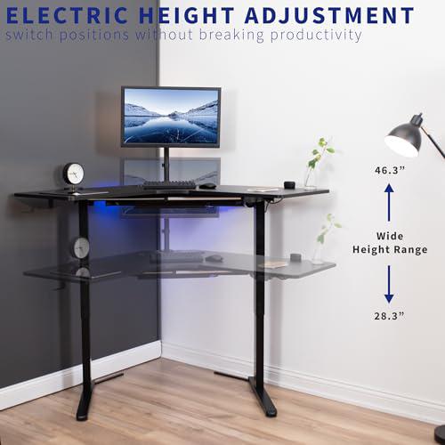 Electric Height Adjustable L-Shaped 47 x 47 inch Standing Desk. Picture 3