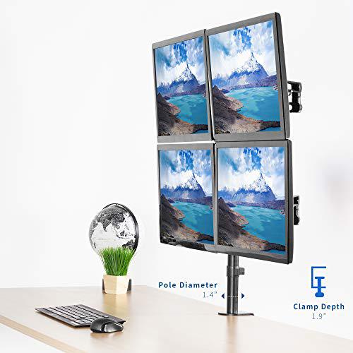 Full Motion Aluminum 17 to 32 inch Quad Monitor Desk Mount Stand. Picture 2
